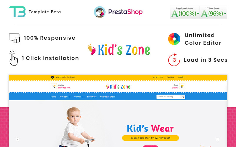 Kids Zone Oyuncak Mağazası PrestaShop Teması