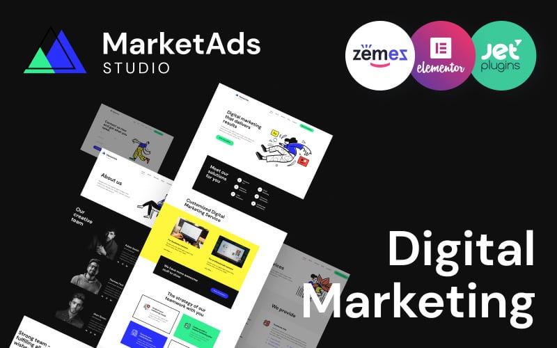 MarketAds - En av WordPress-teman för moderna digitala marknadsföringsmallar