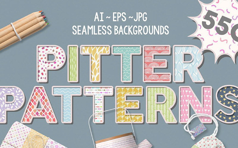 Download Иллюстрация "Pitter Patterns Collection - Illustration" / Pitter Patterns Collection - Illustration - Иллюстрация на тему графика pattern background wallpaper fabric wrapping paper ornament print poster t-shirt branding social media botanical fashion abstract retro vintage stories book