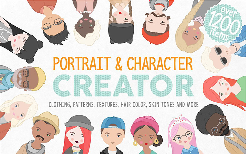 Download Иллюстрация "Portrait Character Creator - Illustration" / Portrait Character Creator - Illustration - Иллюстрация на тему графика portrait character creator people human clothes clothing hair logo logos photo resume pattern branding modern blog wedding family woman man