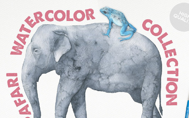 Download Иллюстрация "Safari Watercolor Collection - Illustration" / Safari Watercolor Collection - Illustration - Иллюстрация на тему графика safari elephant leo bird animals branding social media botanical fashion abstract retro vintage stories wreath winter autumn geometric book cover