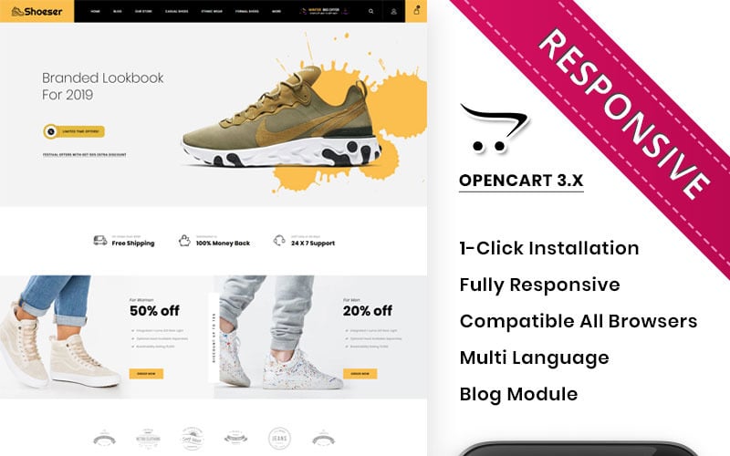 Shoeser - O modelo OpenCart definitivo para loja de calçados
