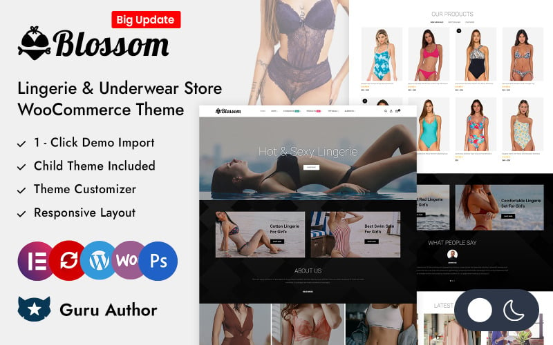 Blossom – магазин нижньої білизни та нижньої білизни Elementor Адаптивна тема WooCommerce