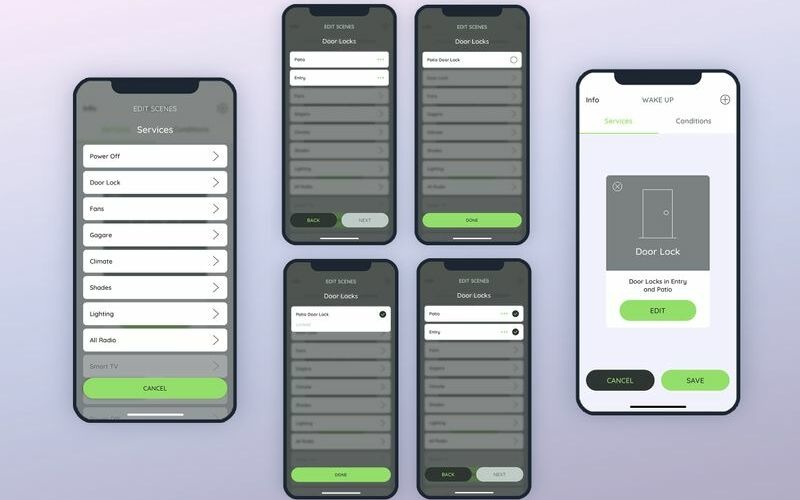 Crear servicios: elementos de la interfaz de usuario de la cerradura de la puerta