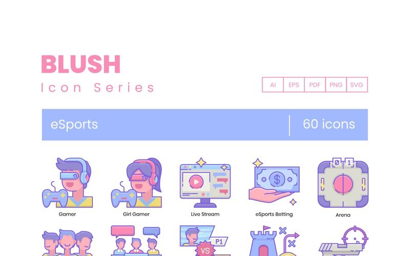 60 eSports-ikoner - Blush-serieuppsättning