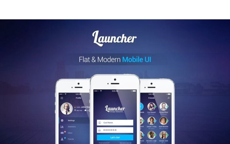 Launcher - Flat Mobile UI Elements