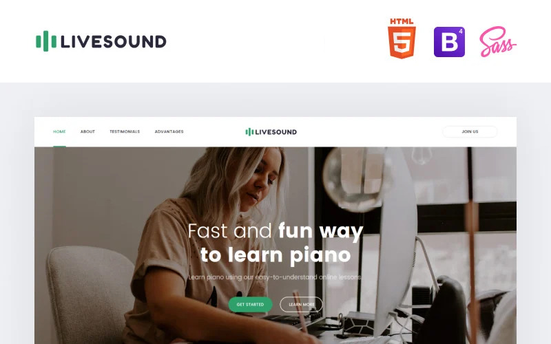 Livesound - szablon strony docelowej szkoły muzycznej