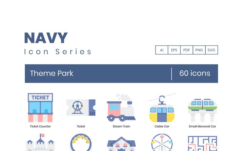 60 themaparkpictogrammen - Navy Series Set