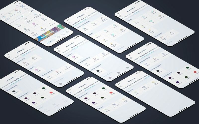 Todos os elementos da interface do usuário de serviços