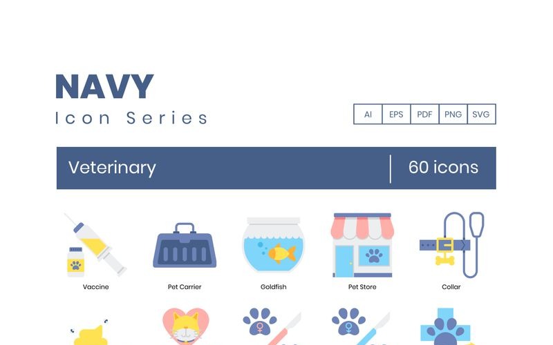 60 veterinaire pictogrammen - marinereeksreeks