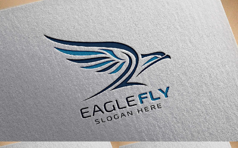 Adlerfliege mit Falcon- oder Hawk-Konzept 3-Logo-Vorlage