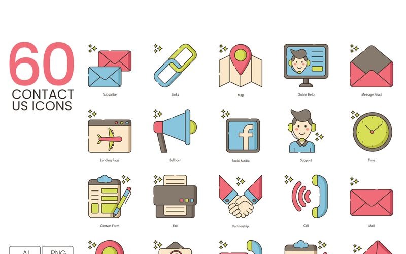 Download Набор иконок "60 Contact Us Icons - Hazel Series Set" / 60 Contact Us Icons - Hazel Series Set - Набор иконок на тему графика 