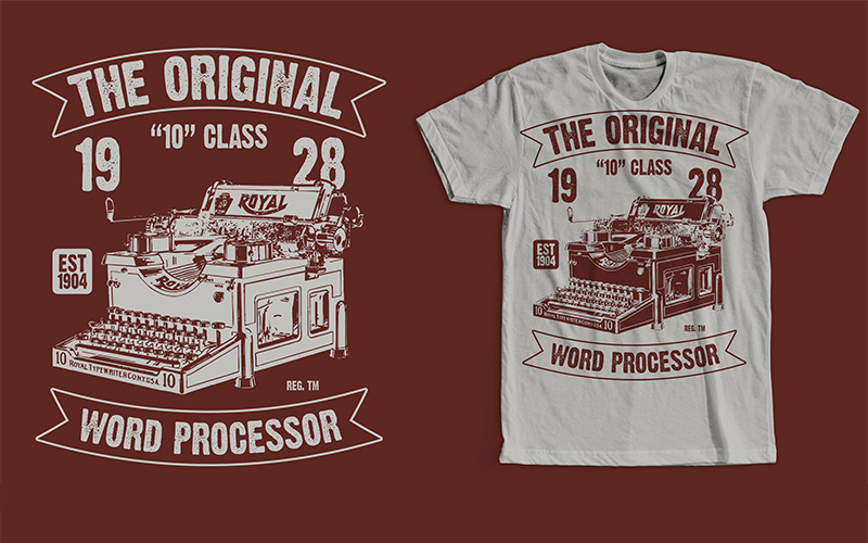 Den ursprungliga ordbehandlingsdesignen - T-shirtdesign