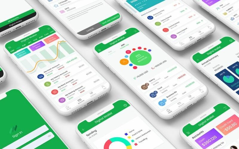 Digitale mobiele portemonnee-gebruikersinterface