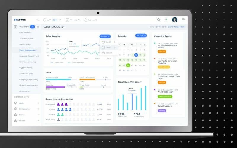 Event Management Admin Dashboard UI UI Elements