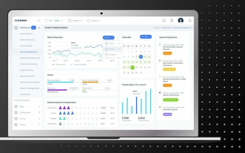 Event Management Admin Dashboard UI