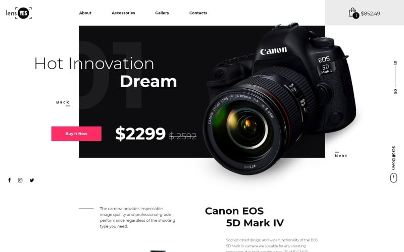 Lens Evet - Dijital Kamera Açılış Sayfası Şablonu