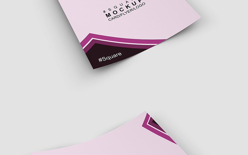 Download Мокап для продукта "Square card business card on a flat sruface product mockup" / Square card business card on a flat sruface product mockup - Мокап для продукта на тему графика card square logo leaflet flyer booklet