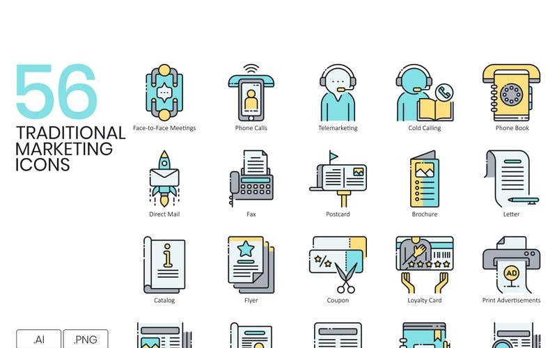 Download Набор иконок "56 Traditional Marketing Icons - Aqua Series Set" / 56 Traditional Marketing Icons - Aqua Series Set - Набор иконок на тему графика 
