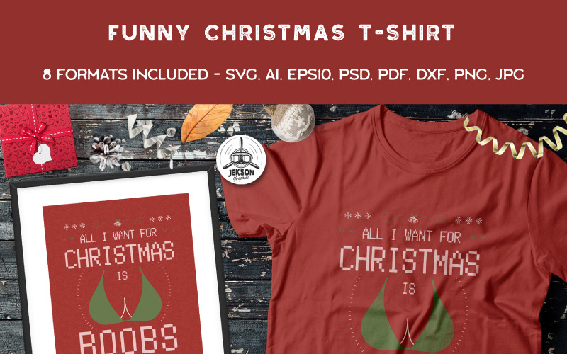 Tutto ciò di cui ho bisogno per Natale sono le tette - T-shirt Design