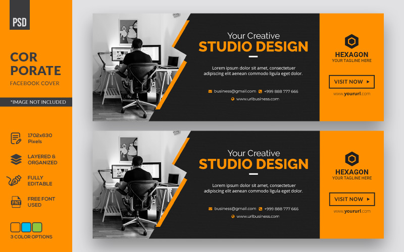 Download Фирменный стиль "Facebook Cover - Corporate Identity Template" / Facebook Cover - Corporate Identity Template - Фирменный стиль на тему графика business,facebook,banner,timeline,cover,marketing,solution,agency,page,web,promotion,social,media,template,graphic,psd,company,fb,office,corporate