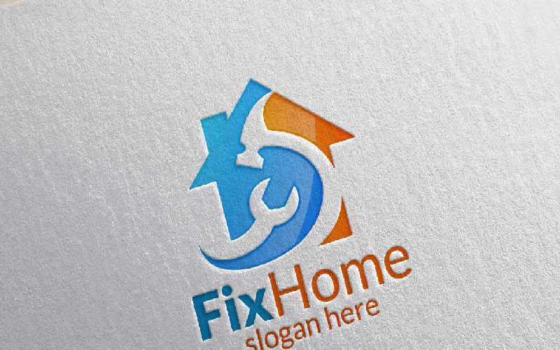 Download Шаблон логотипа "Fix Home 2 Logo Template" / Fix Home 2 Logo Template - Шаблон логотипа на тему графика logo real estate symbol icon business vector house design home building illustration sign construction architecture concept property company abstract element