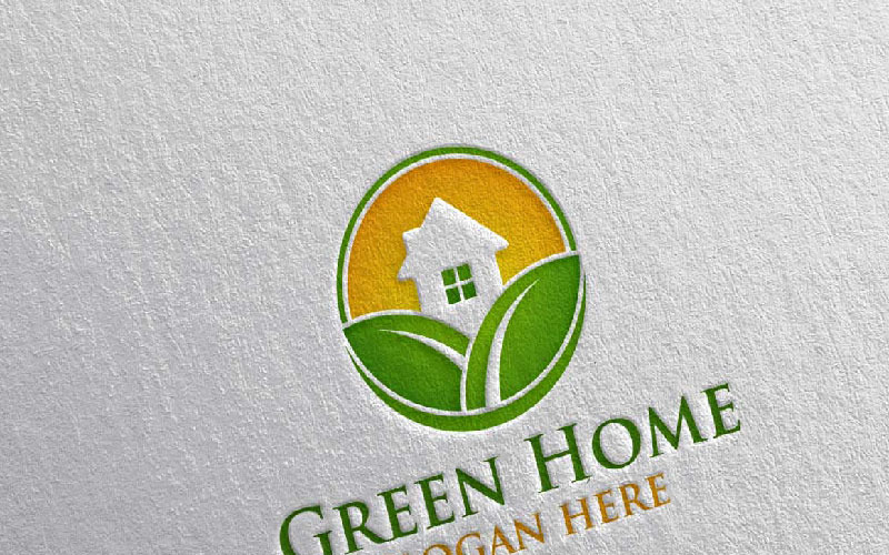 Download Шаблон логотипа "Green Home 11 Logo Template" / Green Home 11 Logo Template - Шаблон логотипа на тему графика real estate green home building logo hotel tree ecology illustration flower abstract vector architecture property realty villa natural garden oak