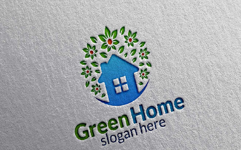 Download Шаблон логотипа "Green Home 6 Logo Template" / Green Home 6 Logo Template - Шаблон логотипа на тему графика real estate green home building logo hotel tree ecology illustration flower abstract vector architecture property realty villa natural garden oak