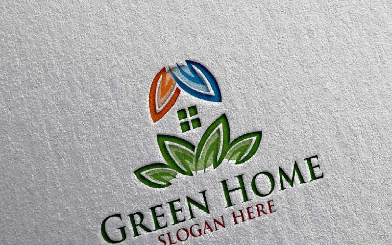 Download Шаблон логотипа "Green Home 8 Logo Template" / Green Home 8 Logo Template - Шаблон логотипа на тему графика real estate green home building logo hotel tree ecology illustration flower abstract vector architecture property realty villa natural garden oak
