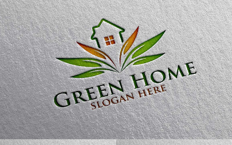 Download Шаблон логотипа "Green Home 9 Logo Template" / Green Home 9 Logo Template - Шаблон логотипа на тему графика real estate green home building logo hotel tree ecology illustration flower abstract vector architecture property realty villa natural garden oak