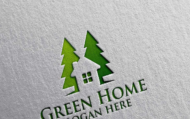 Yeşil Ev Logo Şablonu