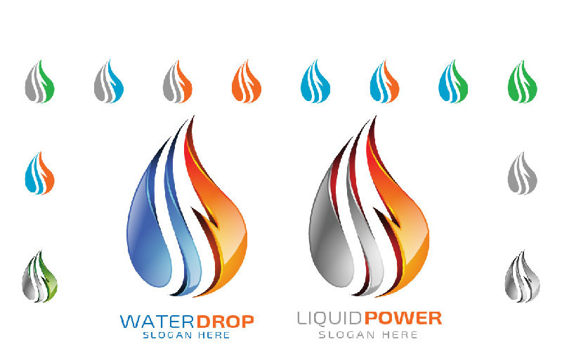 3D kapka vody Logo šablona