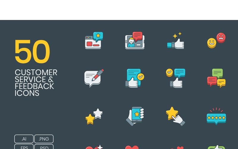50 Kundenumfrage _ Feedback-Symbole - 3D-Serien-Set