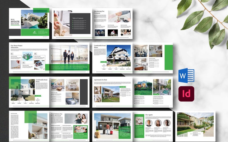 Modello di brochure/catalogo immobiliare. Indesign e word