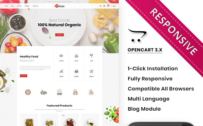 Nutripe - шаблон OpenCart продовольчого магазину