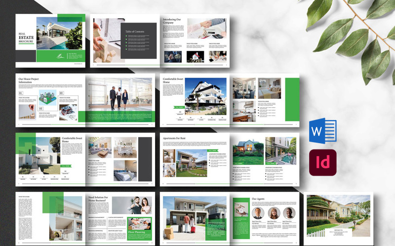 Onroerend goed brochure/catalogus sjabloon. Indesign & word