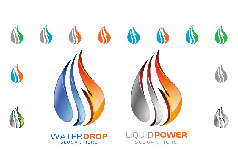 Plantilla de logotipo de gota de agua 3D