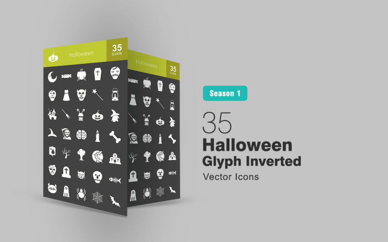 35 Zestaw ikon odwróconych glifów Halloween