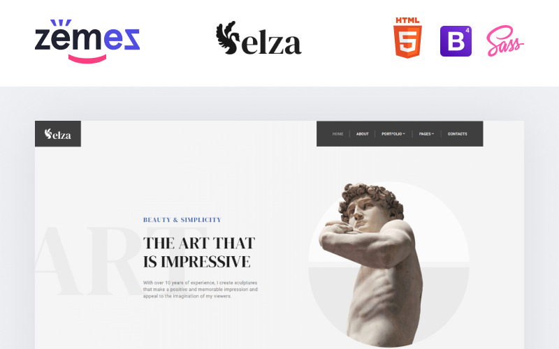 Elza - багатосторінковий веб-сайт скульптора