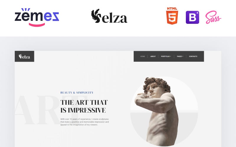 Elza - Website-sjabloon voor beeldhouwer met meerdere pagina's