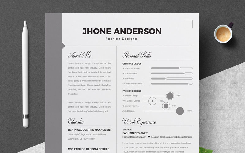 Download Резюме "Jhone Resume Template" / Jhone Resume Template - Резюме на тему графика resume 2 page 3 clean cover letter curriculum vitae illustrator eps mac pages microsoft word minimal resume modern photoshop psd