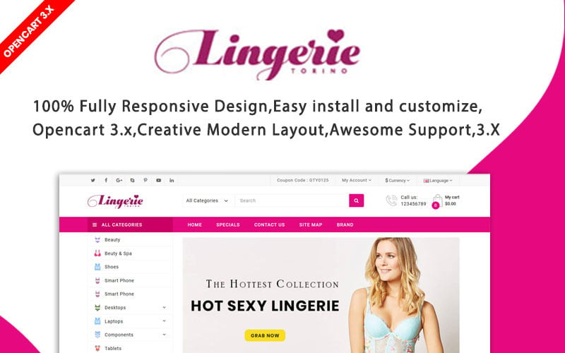 Lingerie- SexToys, Hojiyari Opencart 4 Template