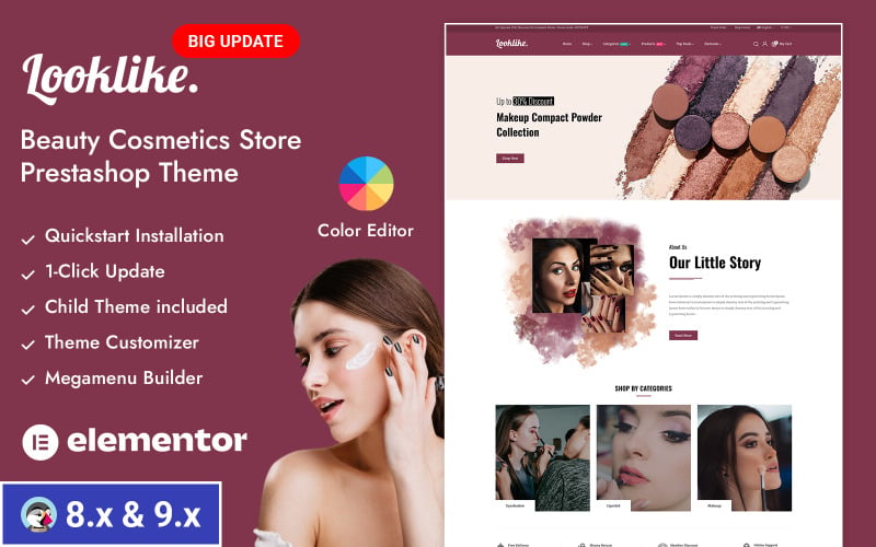 Looklike - Tema Responsivo para PrestaShop para Salão de Beleza e Loja de Cosméticos