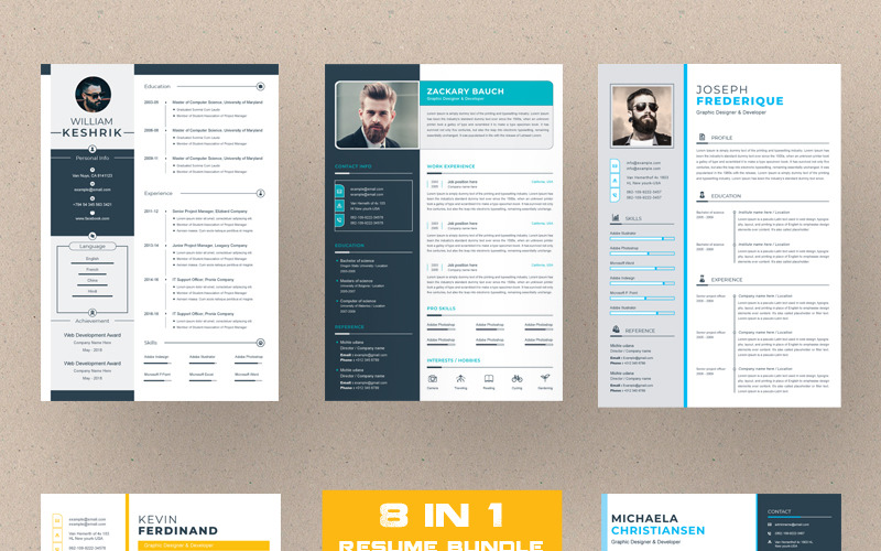 Download Резюме "Mega Bundle Resume Template" / Mega Bundle Resume Template - Адаптивный Резюме на тему графика a4,clean,resume,cv,doc,elegant,modern,professional,creative,minimal,portfolio,word,medical,template