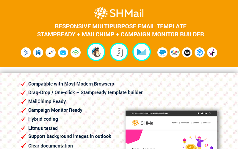 SHMail - Multifunctionele responsieve e-mail nieuwsbriefsjabloon