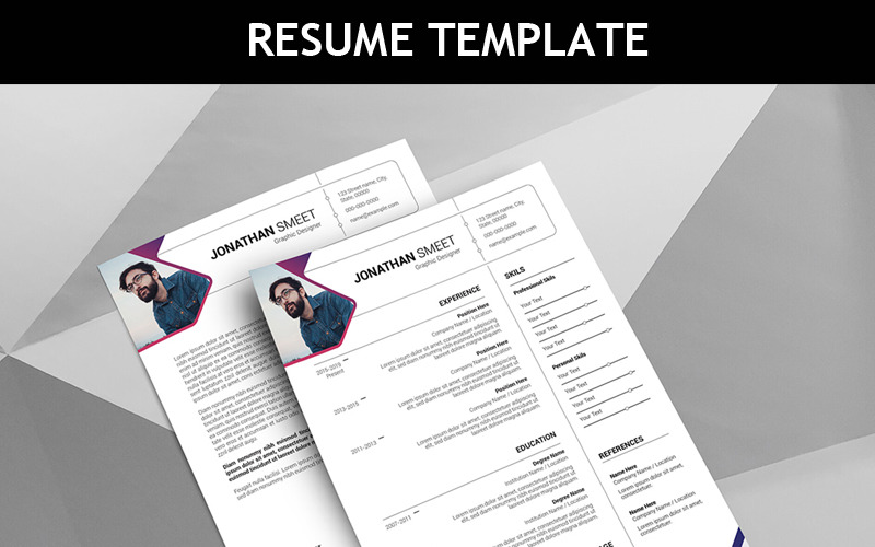 Download Резюме "Smeet Resume Template" / Smeet Resume Template - Резюме на тему графика resume clean minimal professional template printable creative coverletter cv design illustrator ai docx job designer