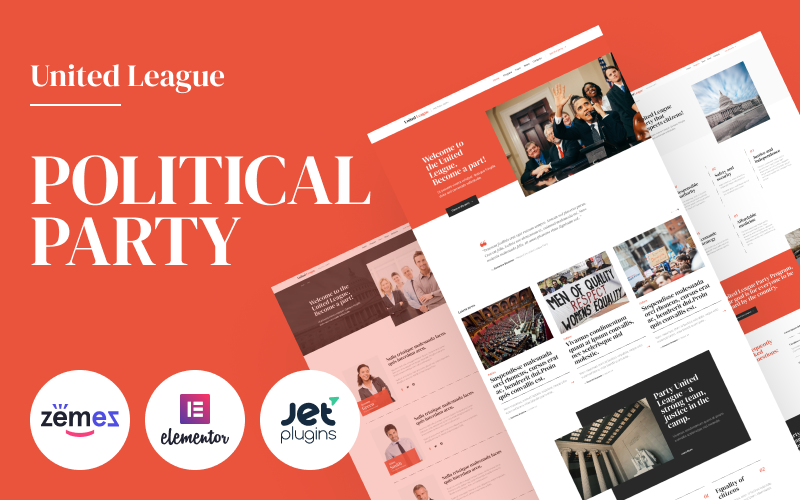 United League - Solides und zuverlässiges WordPress-Theme für politische Kampagnenvorlagen