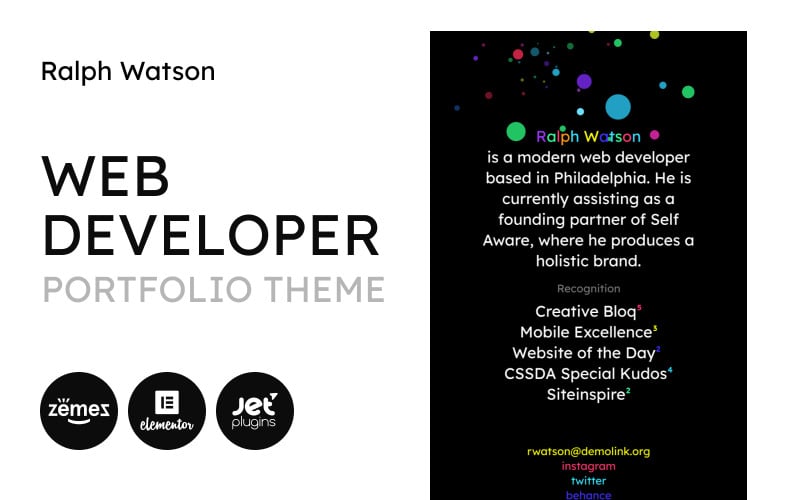 Webbportfolio - WordPress-tema för webbutvecklare för webbplats för programmerare