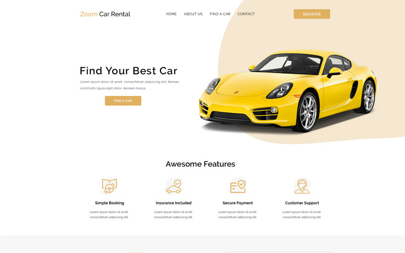 Download PSD шаблон "Zoom - Car Rental PSD Template" / Zoom - Car Rental PSD Template - PSD шаблон на тему графика rentacar carrental booking business car