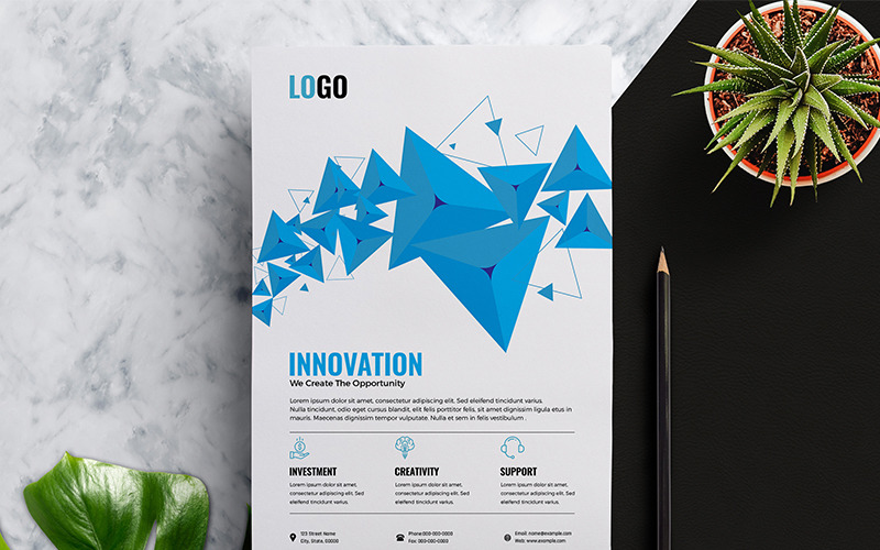 Download Фирменный стиль "Abstract Business Flyer - Corporate Identity Template" / Abstract Business Flyer - Corporate Identity Template - Фирменный стиль на тему графика blue business flyer clean corporate creative font fresh multi color print ready template psd ai eps illustrator vector abstract